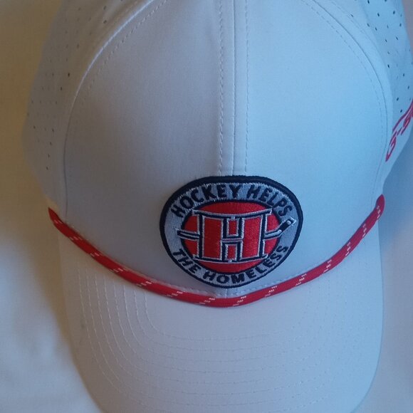 Hockey Cap Hat "Hockey Helps The Homeless" White, Stylish, New, Adjustable - Picture 1 of 5